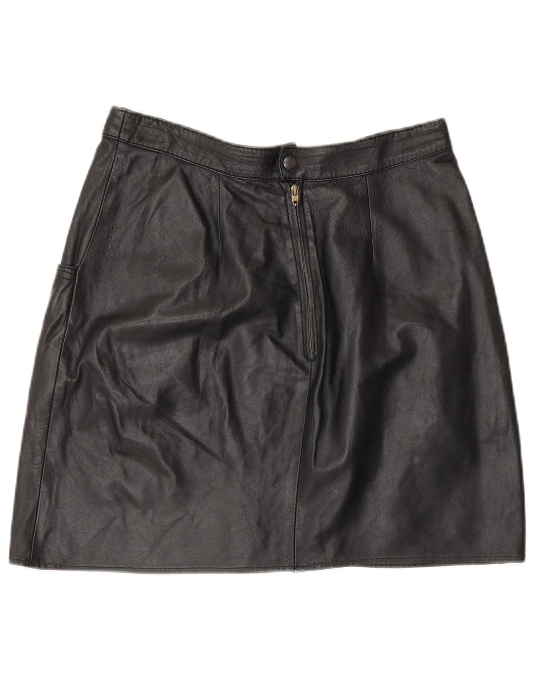 Mini gonna in pelle vintage da donna IT 44 media W28 nera
