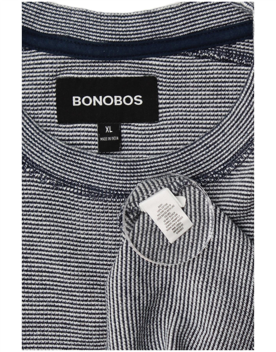 BONOBOS Top da uomo a maniche lunghe XL in cotone gessato blu