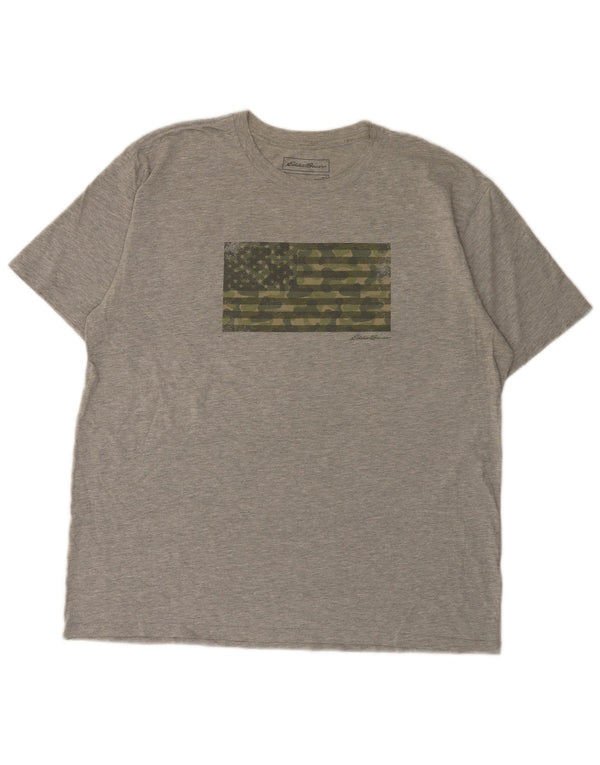 T-shirt grafica da uomo Eddie Bauer Top grande in cotone grigio