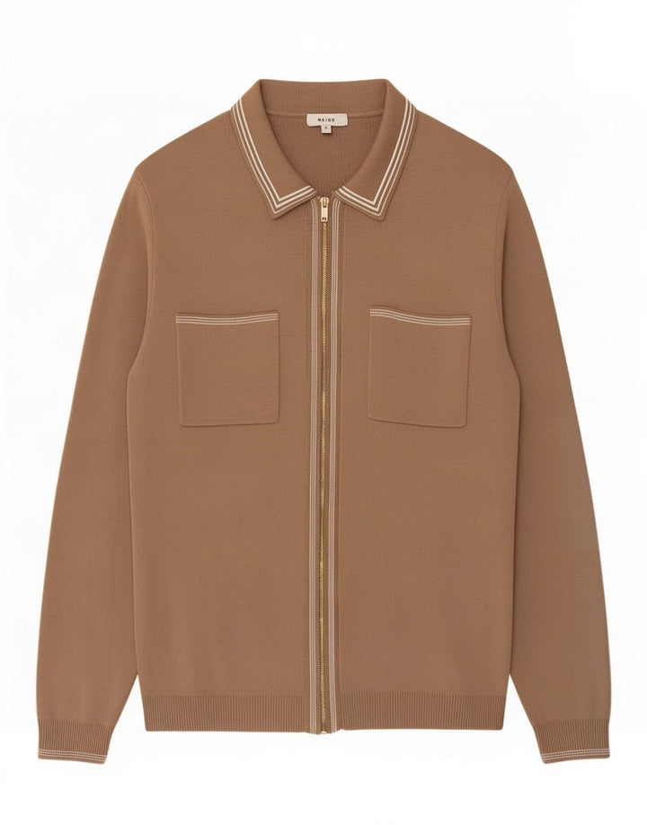 Maglione cardigan da uomo Reiss grande in viscosa marrone