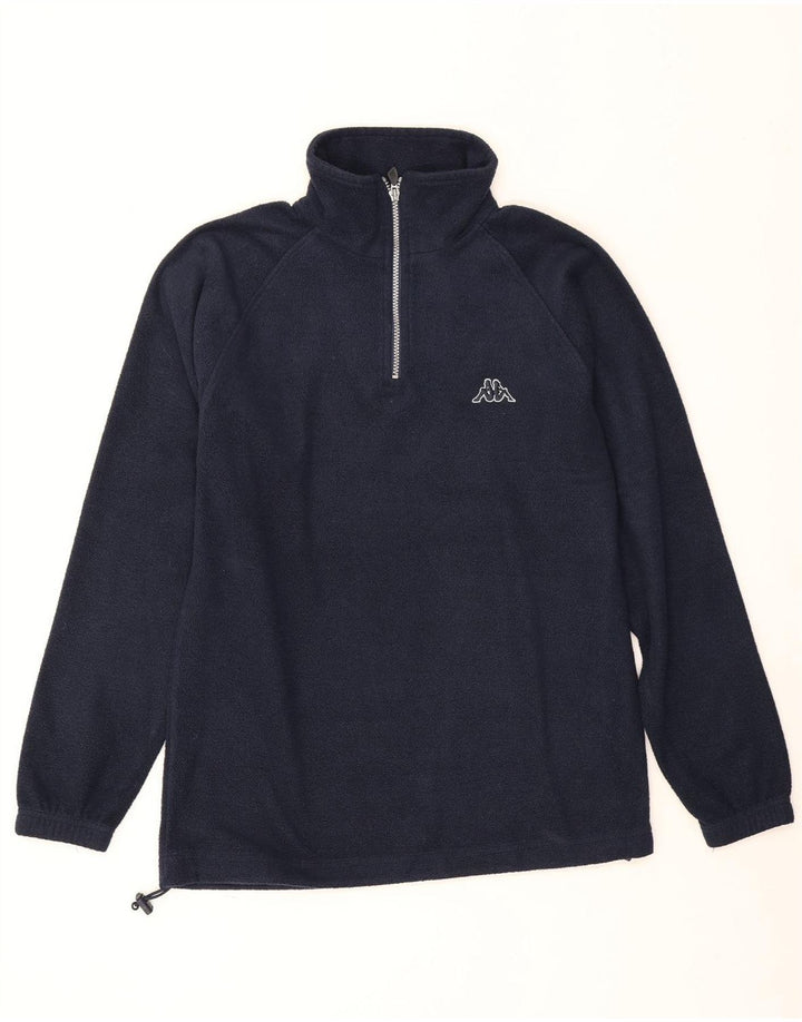 Maglione in pile da uomo Kappa con zip e collo piccolo in poliestere blu navy
