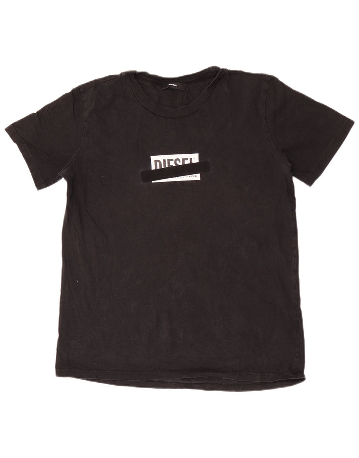 T-shirt grafica da uomo Diesel Top grande in cotone nero