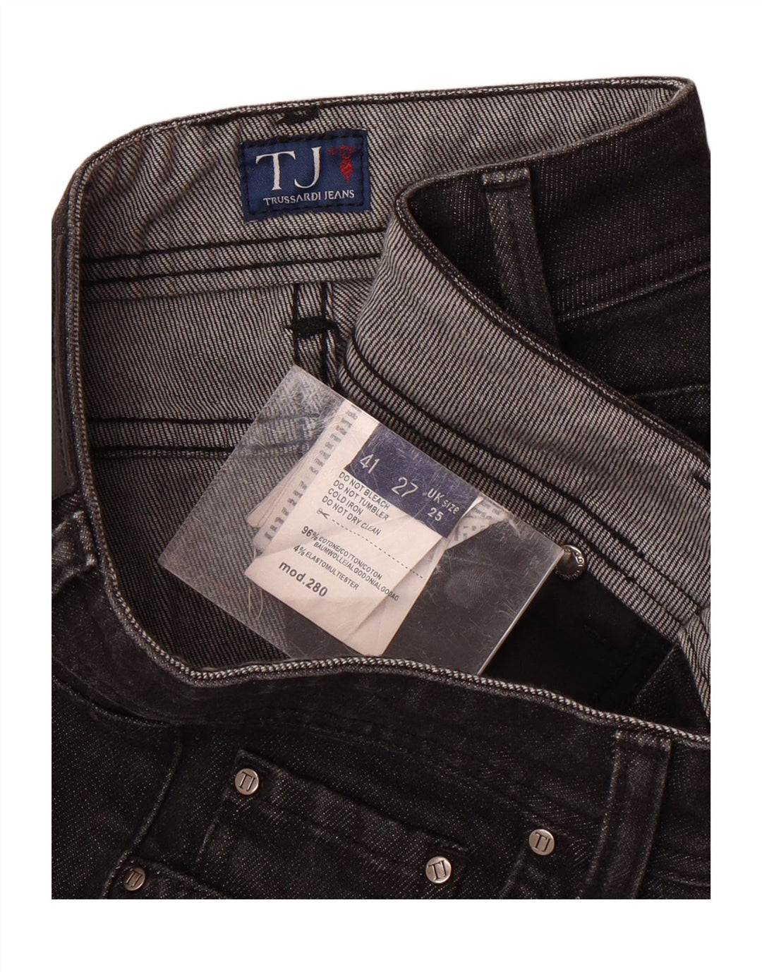 TRUSSARDI Womens Straight Jeans W25 L27 Black Cotton Vintage Trussardi and Second-Hand Trussardi from Messina Hembry 