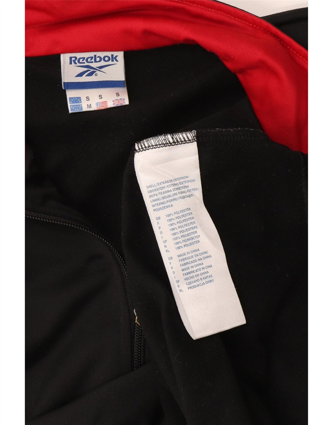 Giacca da ginnastica Reebok da uomo con vestibilità ampia e grafica, piccola, in poliestere nero