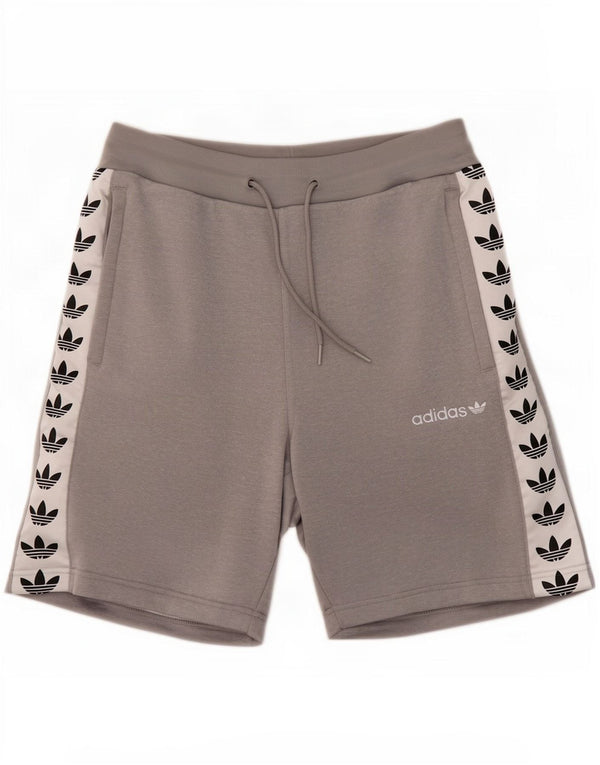 Pantaloncini sportivi grafici da uomo Adidas in poliestere color block grigio medio