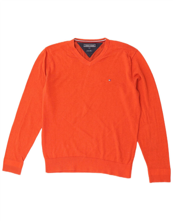 Maglione maglione con scollo a V da uomo Tommy Hilfiger arancione medio