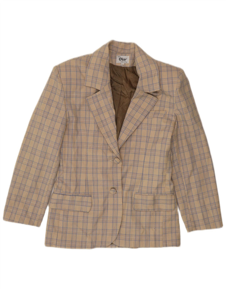 Giacca blazer da donna a 2 bottoni Okay IT 44 Lana a quadri beige medio