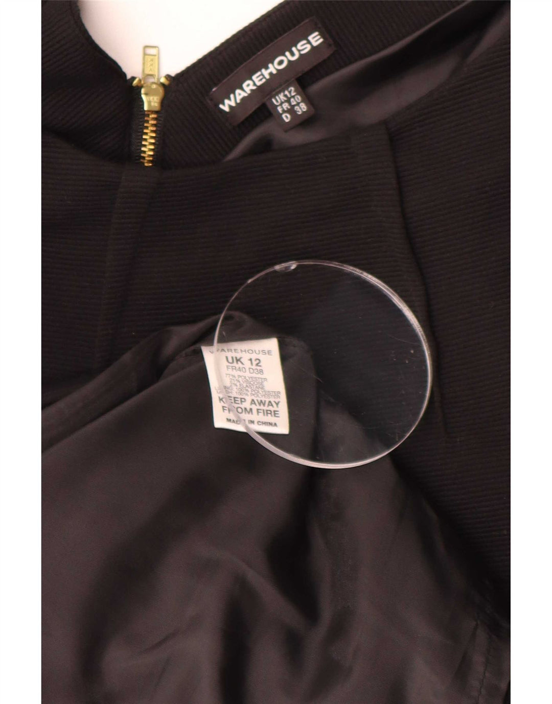 Abito tubino senza maniche da donna Warehouse UK 12 poliestere nero medio