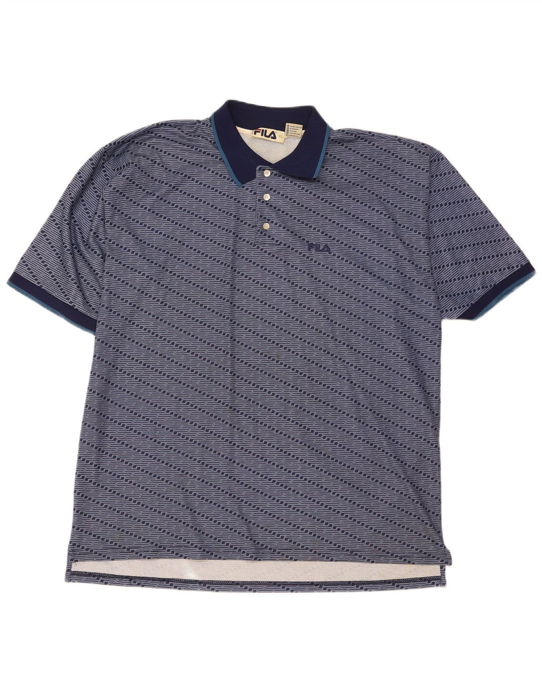 Polo da uomo Fila XL in poliestere a righe blu navy