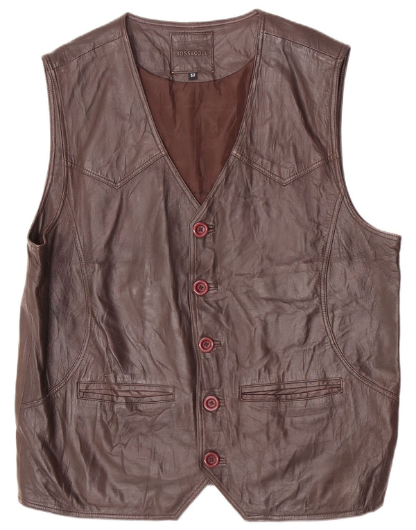 Gilet in pelle da uomo Ross&Cole IT 52 XL Marrone