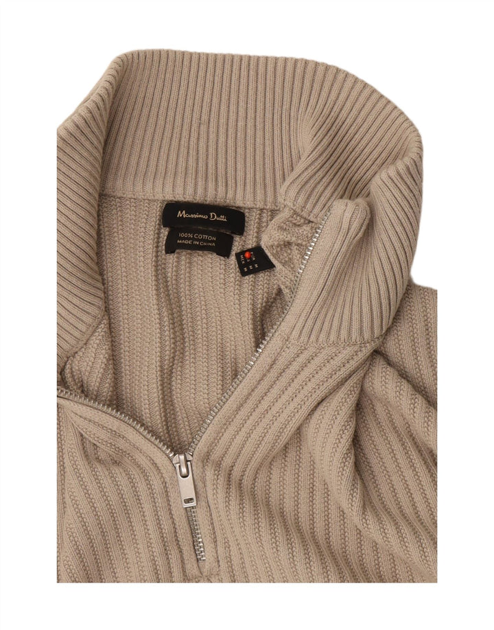 Massimo Dutti Maglione da uomo con zip e collo in cotone beige medio