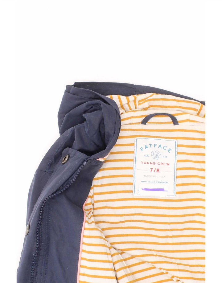 Giacca antipioggia con cappuccio per ragazze Fat Face 7-8 anni in poliestere blu navy
