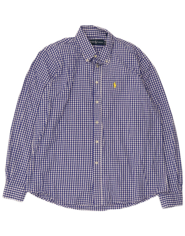 Camicia da uomo Ralph Lauren XL in cotone a quadretti blu