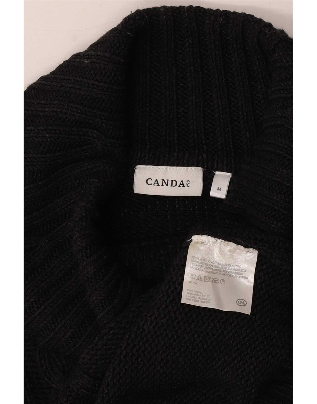 Maglione maglione a collo alto da donna Canda UK 14 acrilico nero medio