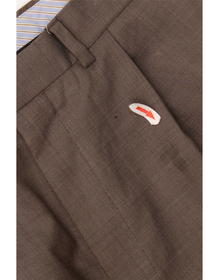 Pantaloni da abito con pegging da uomo Marks & Spencer W34 L31 lana marrone