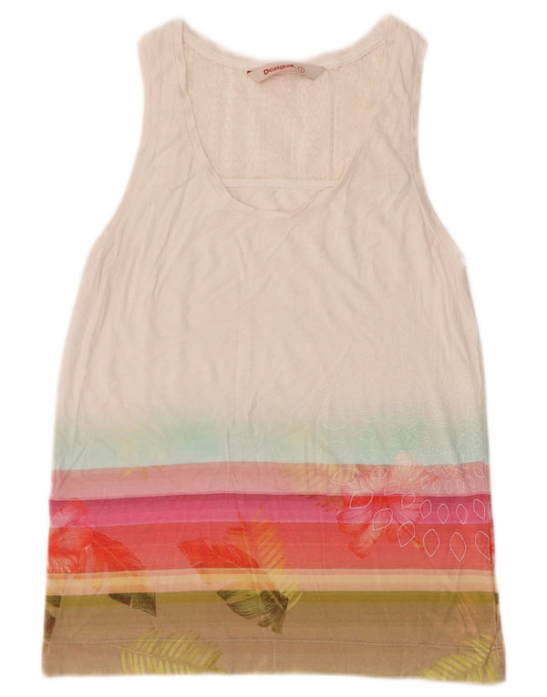 Desigual Camicetta senza maniche grafica da donna Top UK 10 Small White Striped