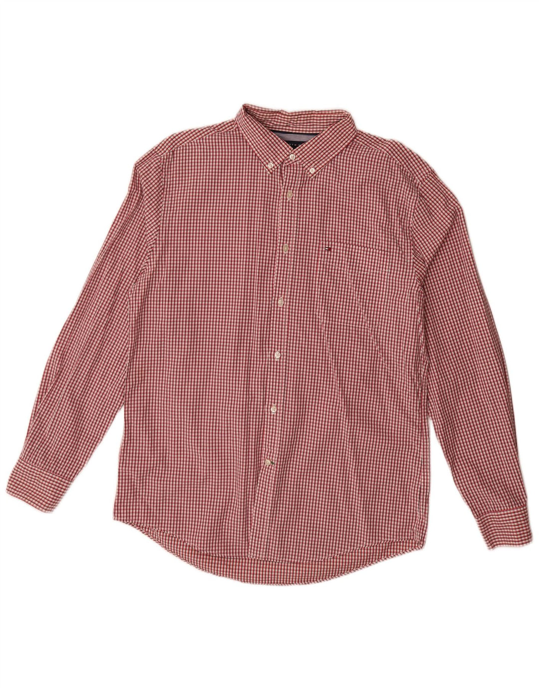 Camicia da uomo Tommy Hilfiger grande cotone a quadri rossi