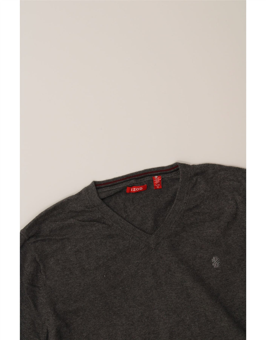 IZOD Mens V-Neck Jumper Sweater XL Grey Cotton Vintage Izod and Second-Hand Izod from Messina Hembry 