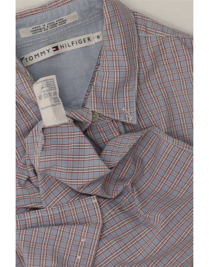 Camicia a maniche corte da donna Tommy Hilfiger US 6 cotone a quadri blu medio
