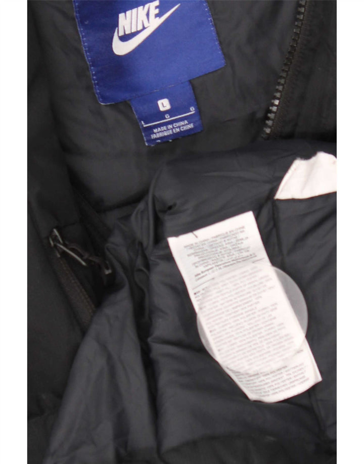Cappotto imbottito con cappuccio Nike da uomo UK 40 grande poliestere nero
