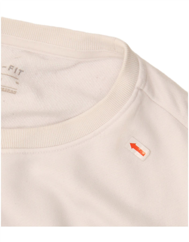 Felpa con grafica Nike da donna, maglione UK 14, poliestere bianco medio