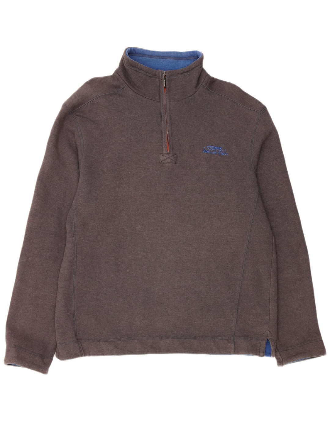 Felpa da uomo con collo con zip Weird Fish, cotone grigio medio