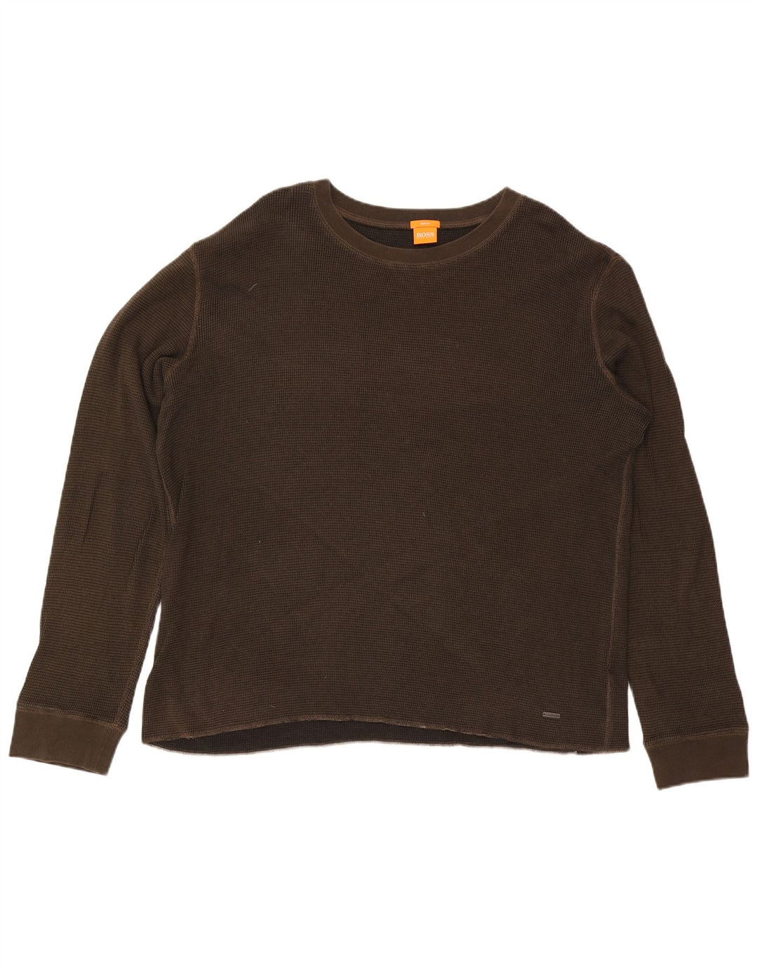 Top da uomo a maniche lunghe Hugo Boss 3XL in cotone marrone