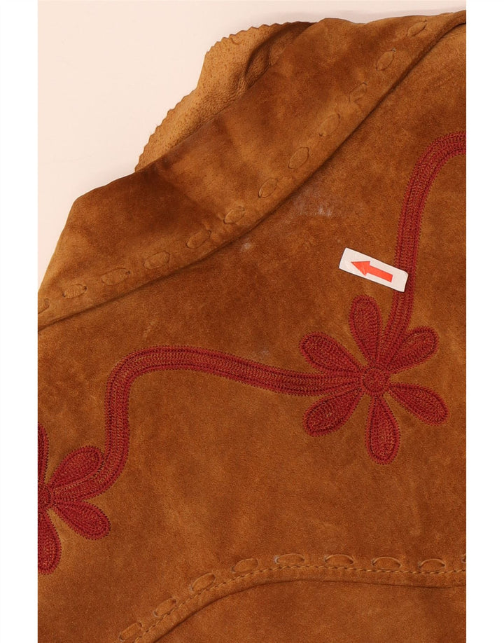 Giacca Donna Crop Scamosciata Conbipel IT 46 Large Marrone Floreale Pelle