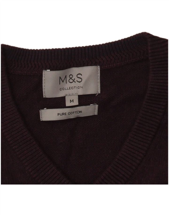 Maglione da uomo con scollo a V Marks & Spencer in cotone viola medio