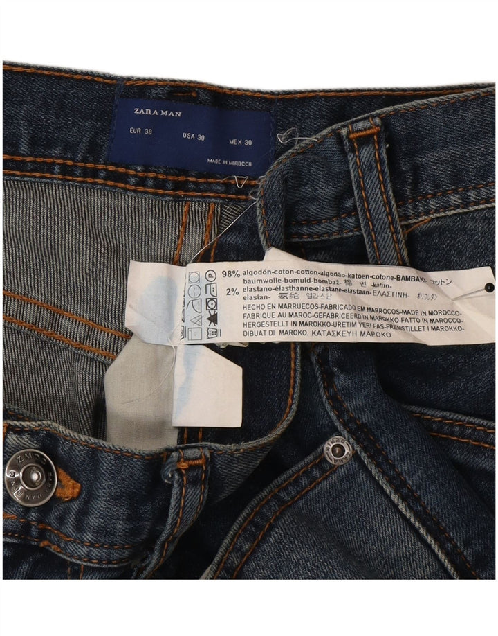 Jeans dritti da uomo Zara EU 38 Small W30 L32 Cotone blu