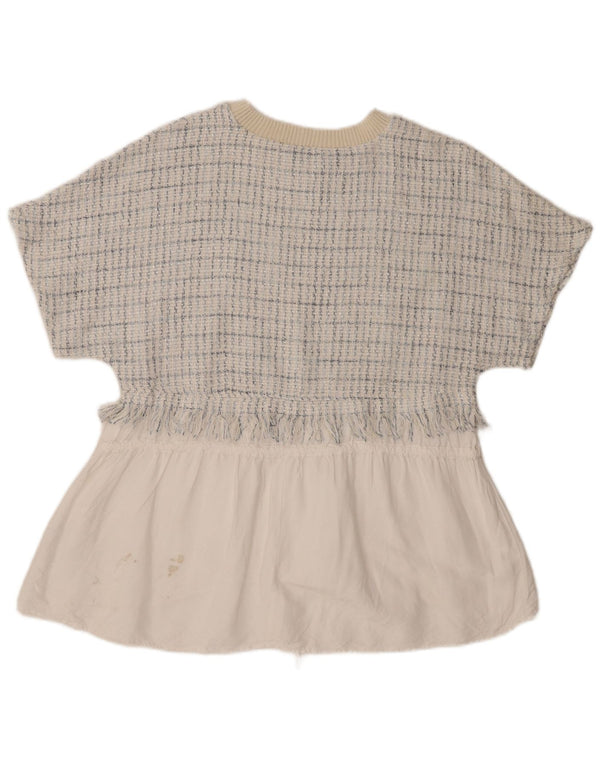 Top in camicetta da donna Zara UK 14 cotone a quadri bianchi medi