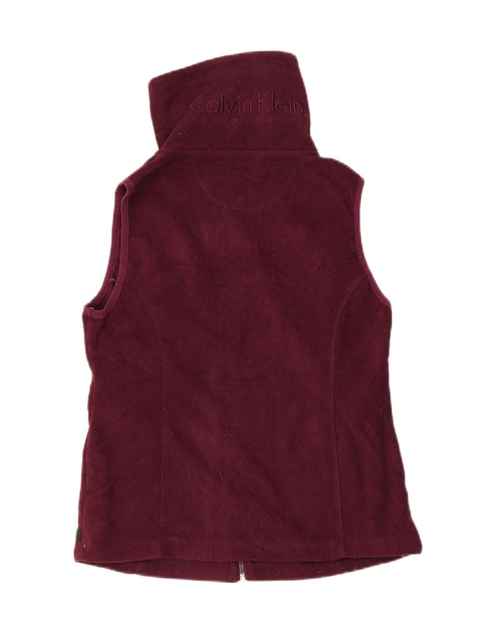 CALVIN KLEIN Gilet da donna in pile con grafica UK 12 Bordeaux medio Poliestere