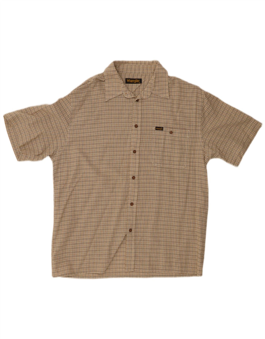 Camicia a maniche corte da uomo Wrangler XL in cotone a quadri beige