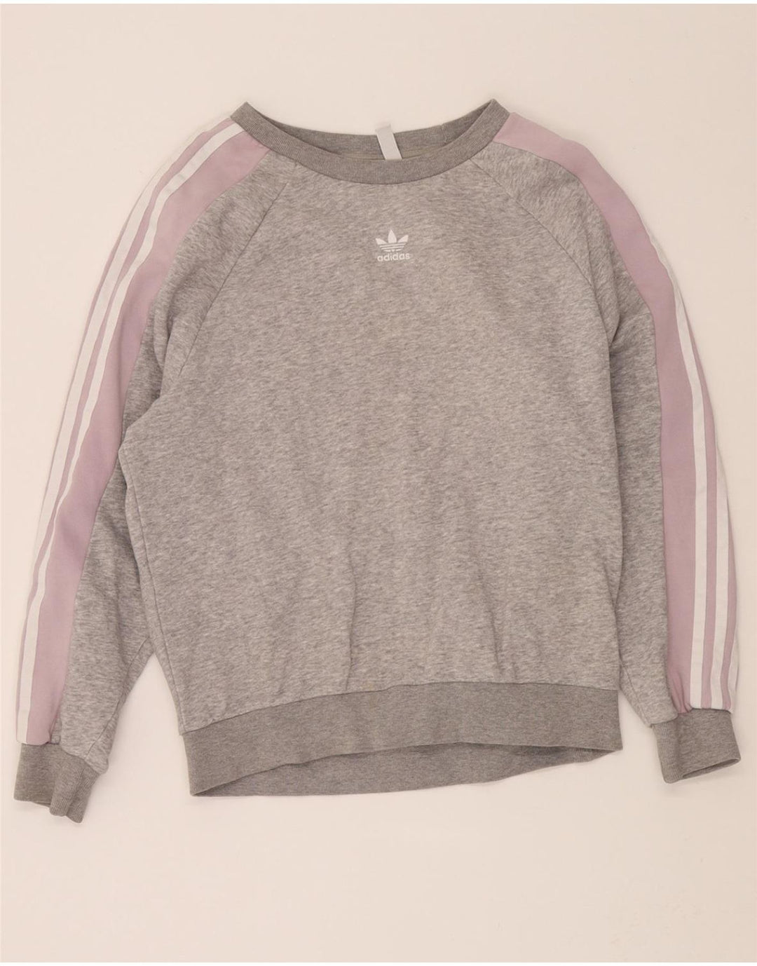 ADIDAS Womens Oversized Sweatshirt Jumper UK 8 Small  Grey Colourblock Vintage Adidas and Second-Hand Adidas from Messina Hembry 