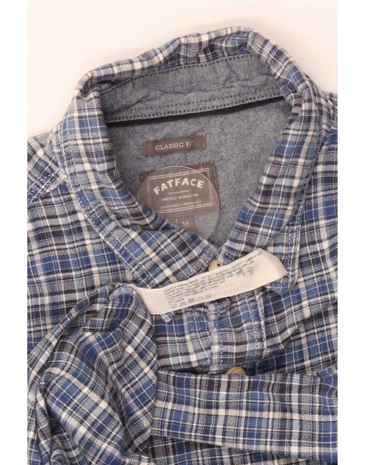 Fat Face Camicia da uomo in flanella dalla vestibilità classica a quadri Blu medio in cotone a quadri