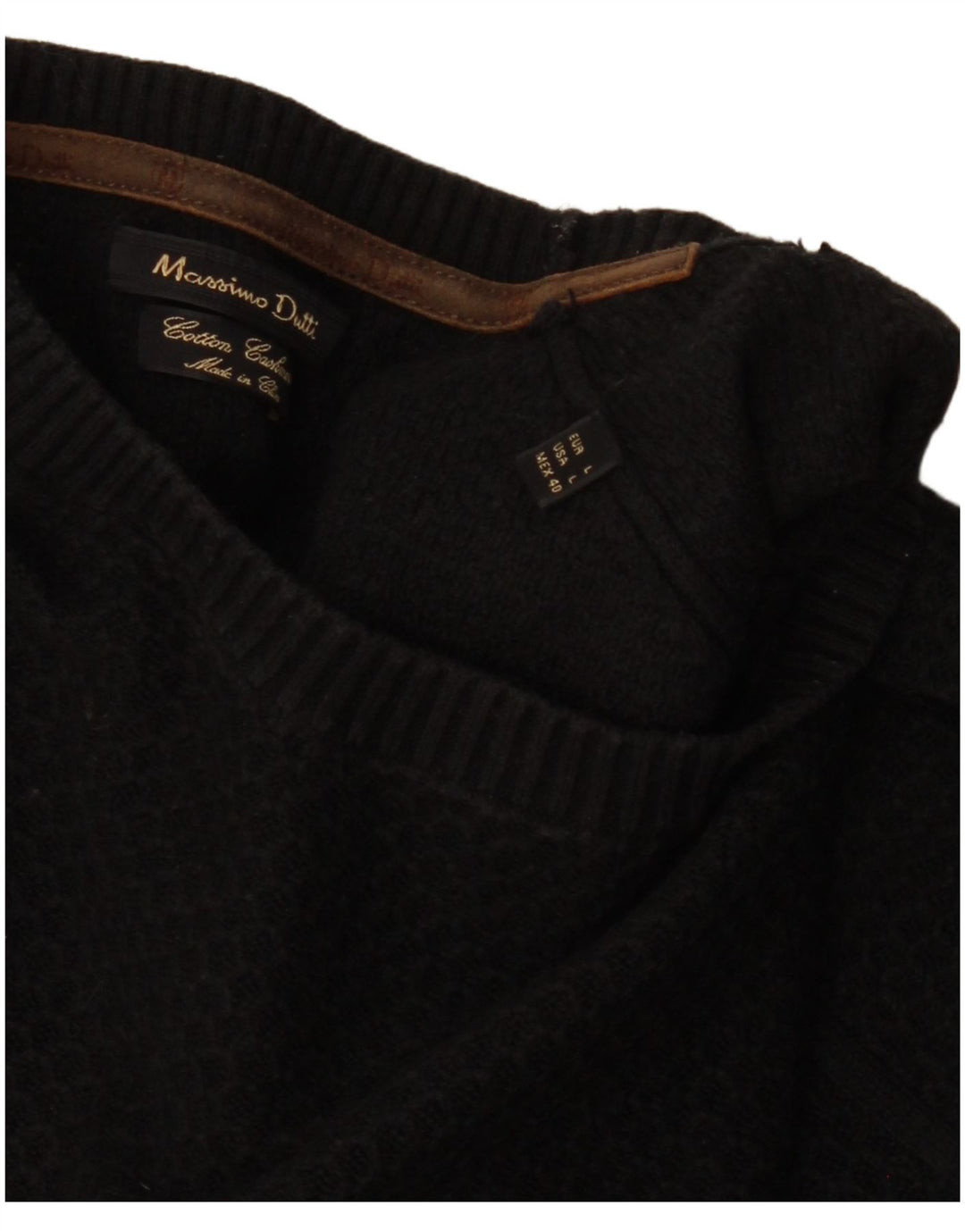 MASSIMO DUTTI Maglione da uomo girocollo grande cotone nero