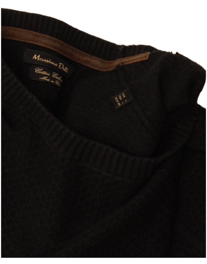 MASSIMO DUTTI Maglione da uomo girocollo grande cotone nero