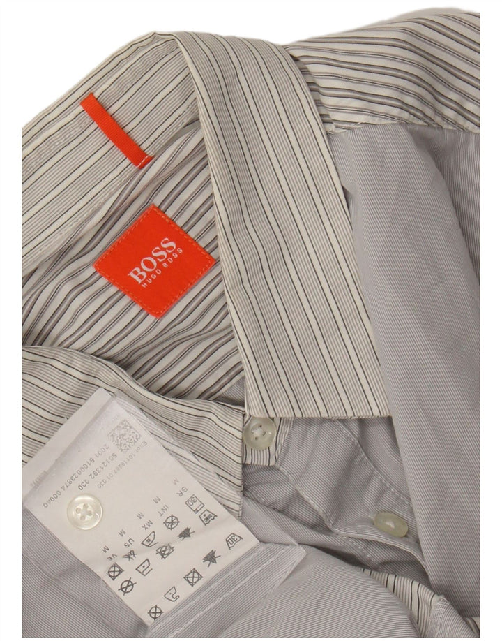 Camicia da uomo Hugo Boss in cotone a righe grigio medio