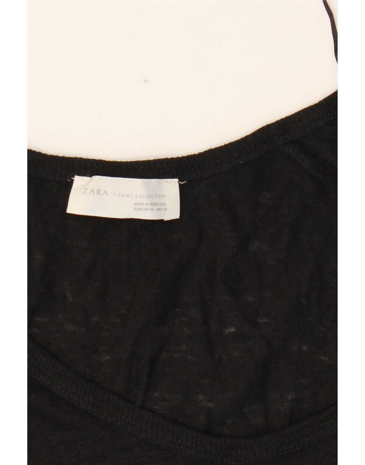 Top Zara Donna Manica 3/4 UK 12 Medio Nero