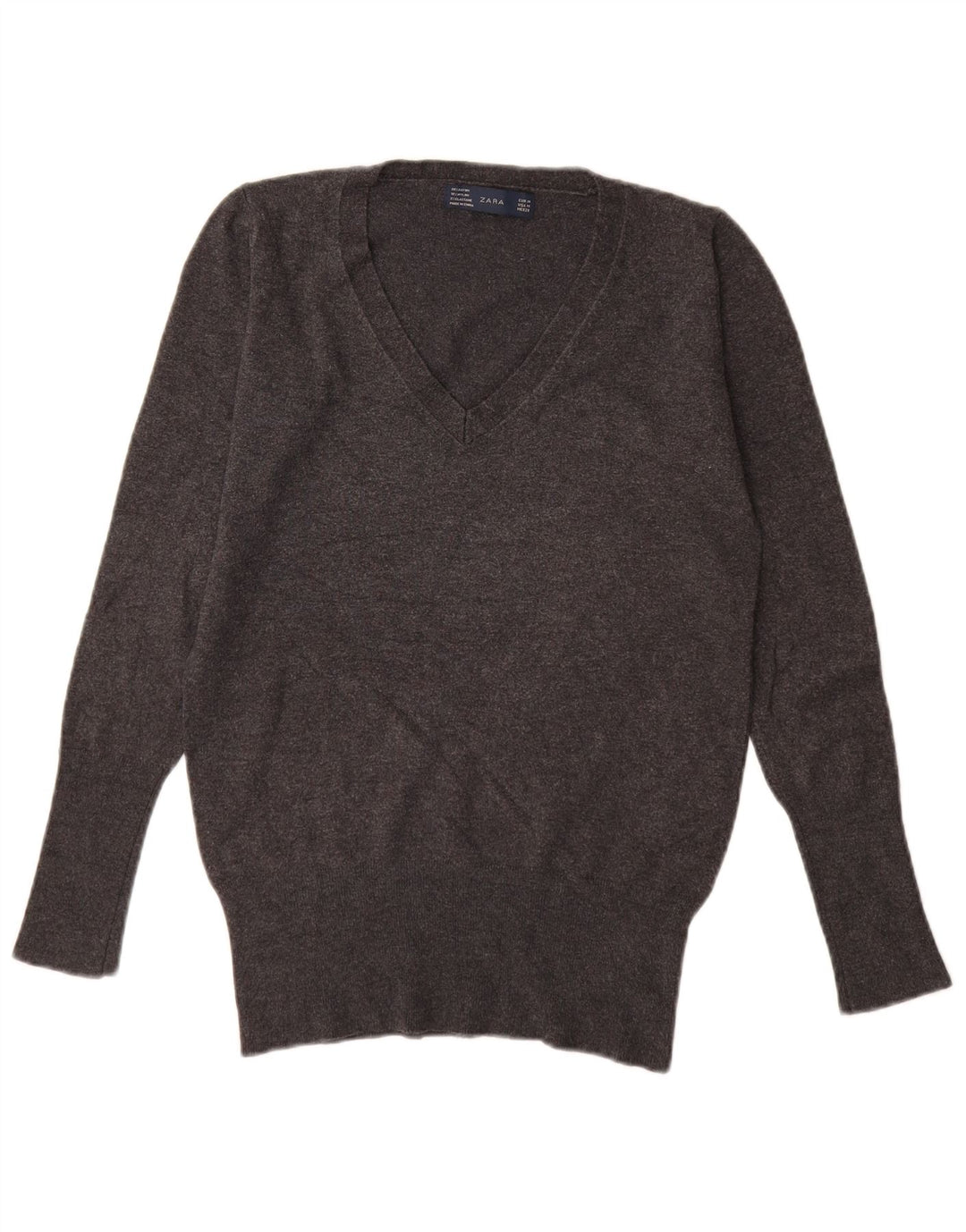 Maglione Zara da donna con scollo a V UK 12 Rayon grigio medio