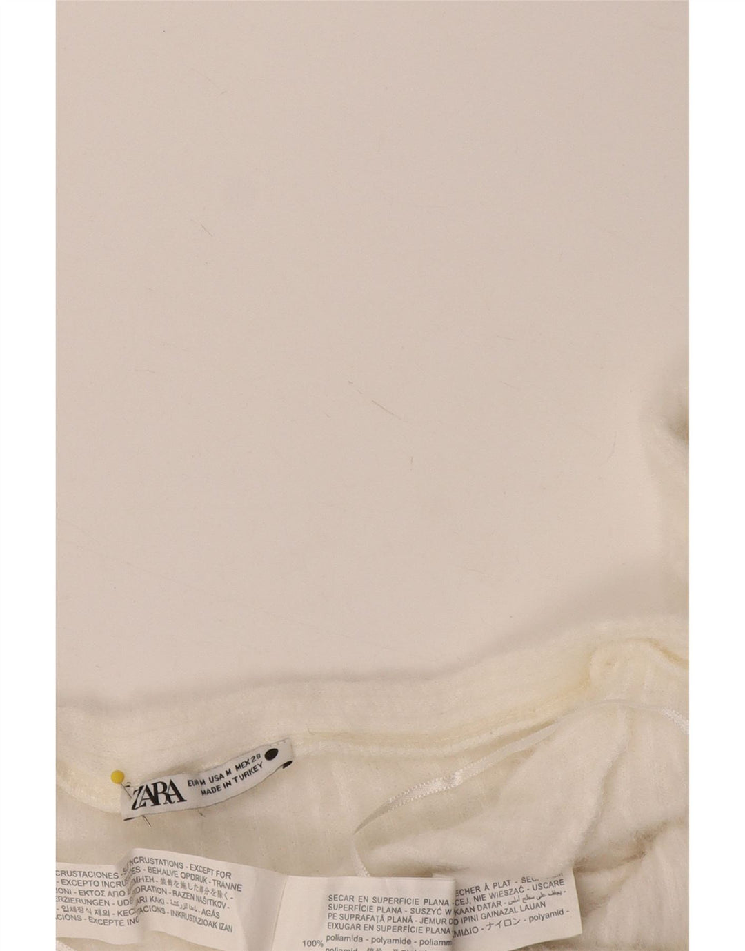 Top corto da donna con spalle scoperte Zara UK 12 medio bianco poliammide