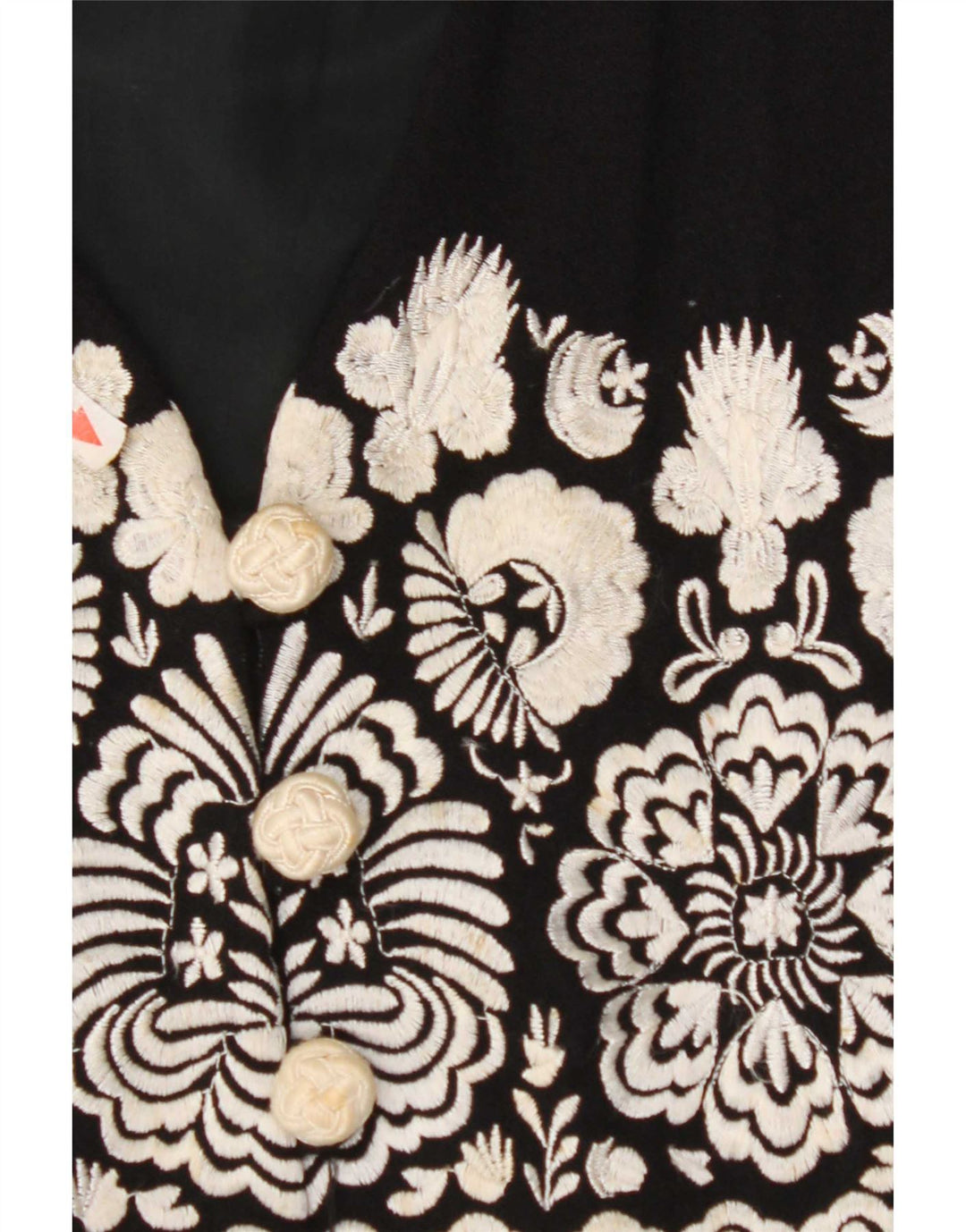 Gilet da donna vintage UK 4 piccolo lana floreale nera