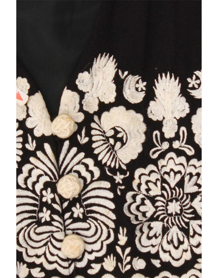Gilet da donna vintage UK 4 piccolo lana floreale nera