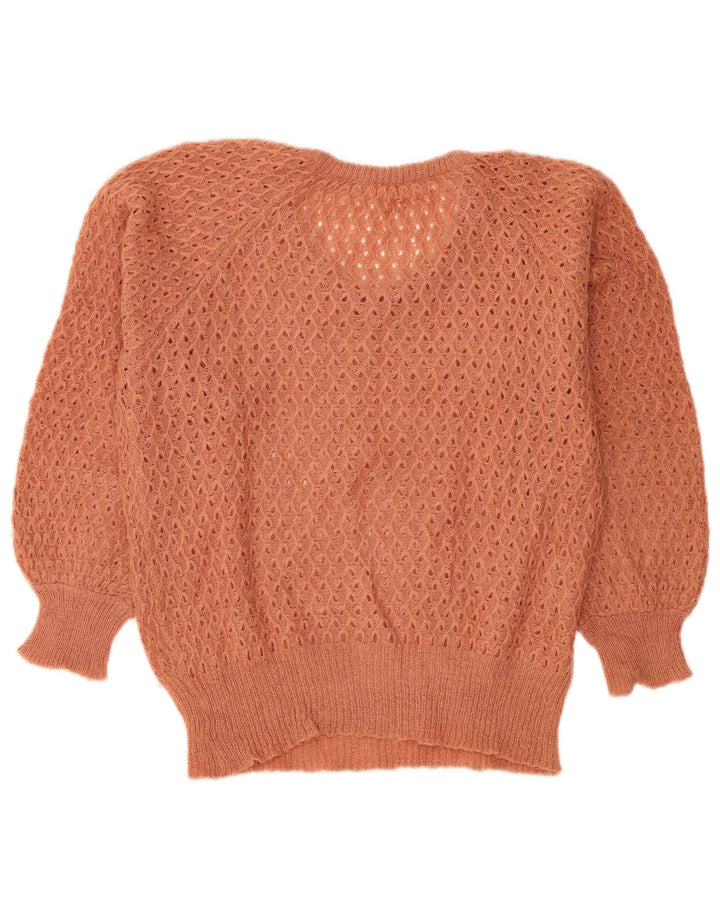 Maglione vintage da donna con scollo a V IT 42 Marrone medio