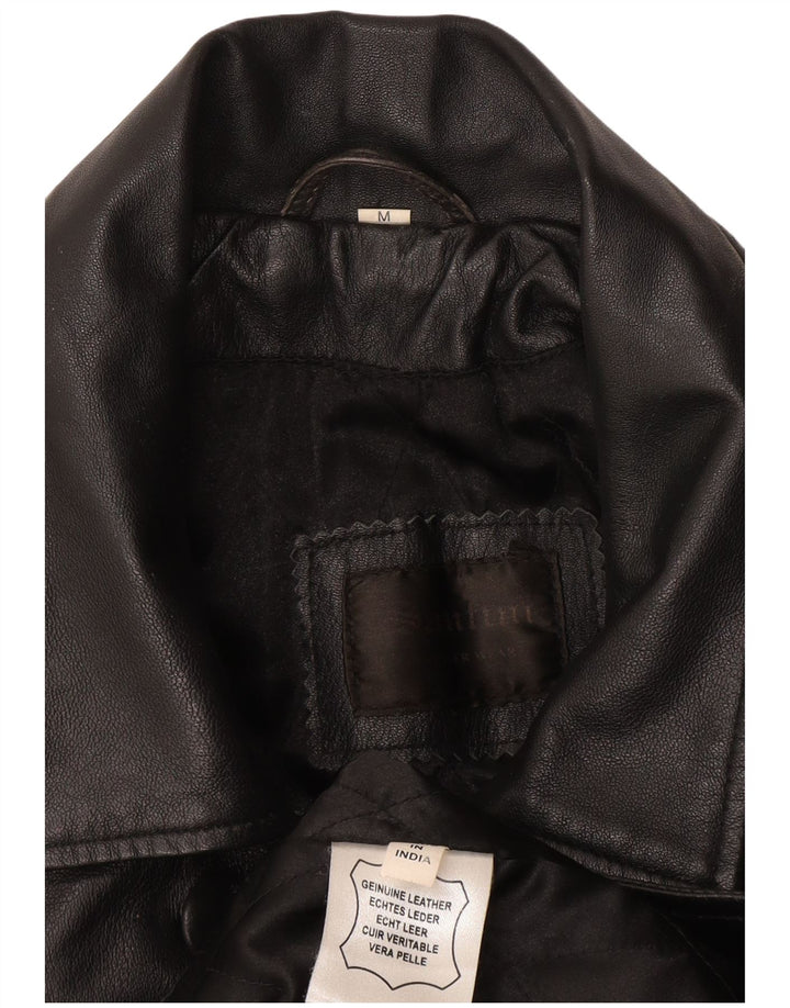 Cappotto in pelle da donna Santini UK 14 Medio in pelle nera