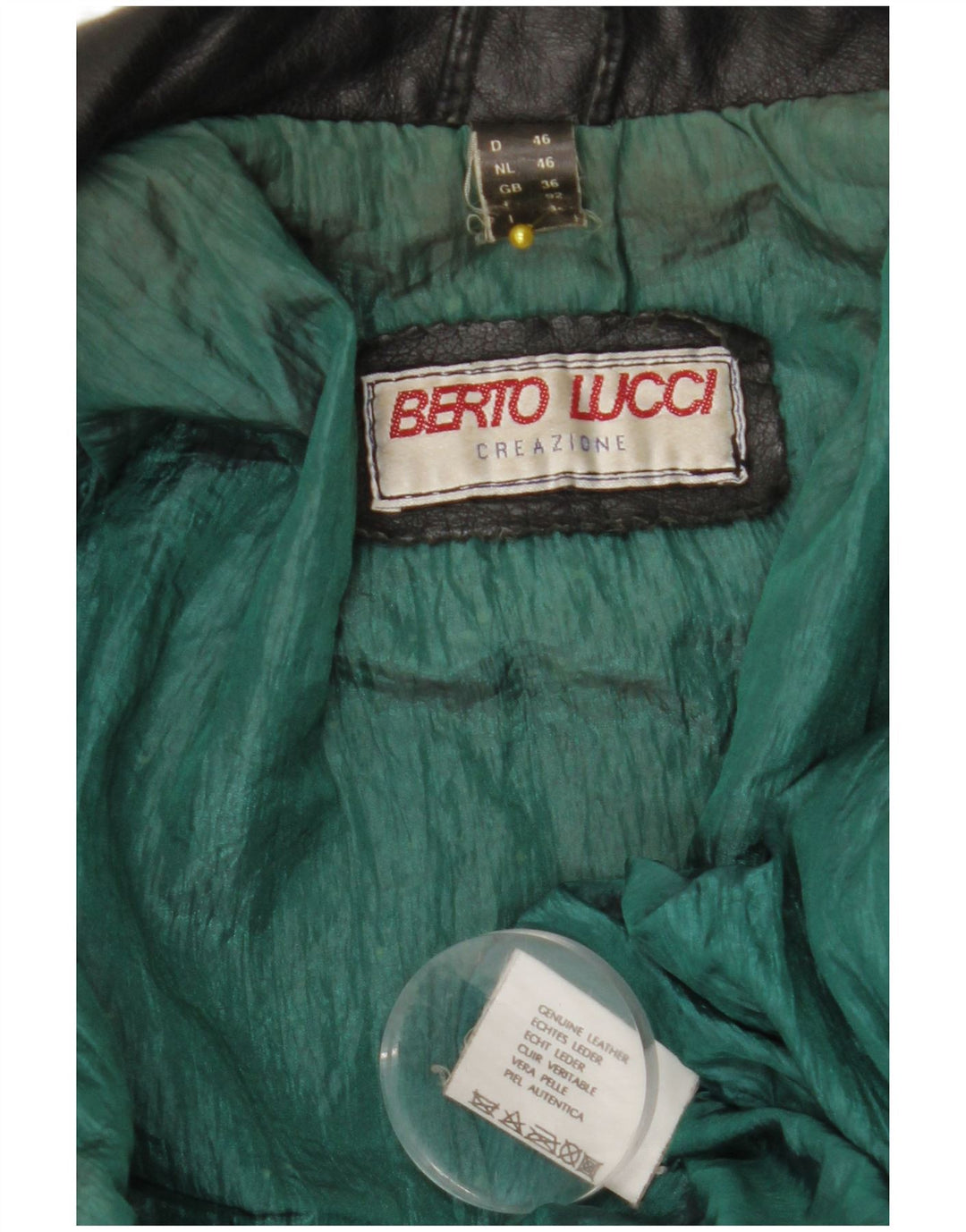 BERTO LUCCI Giacca da motociclista in pelle da uomo UK 36 Piccola in pelle nera