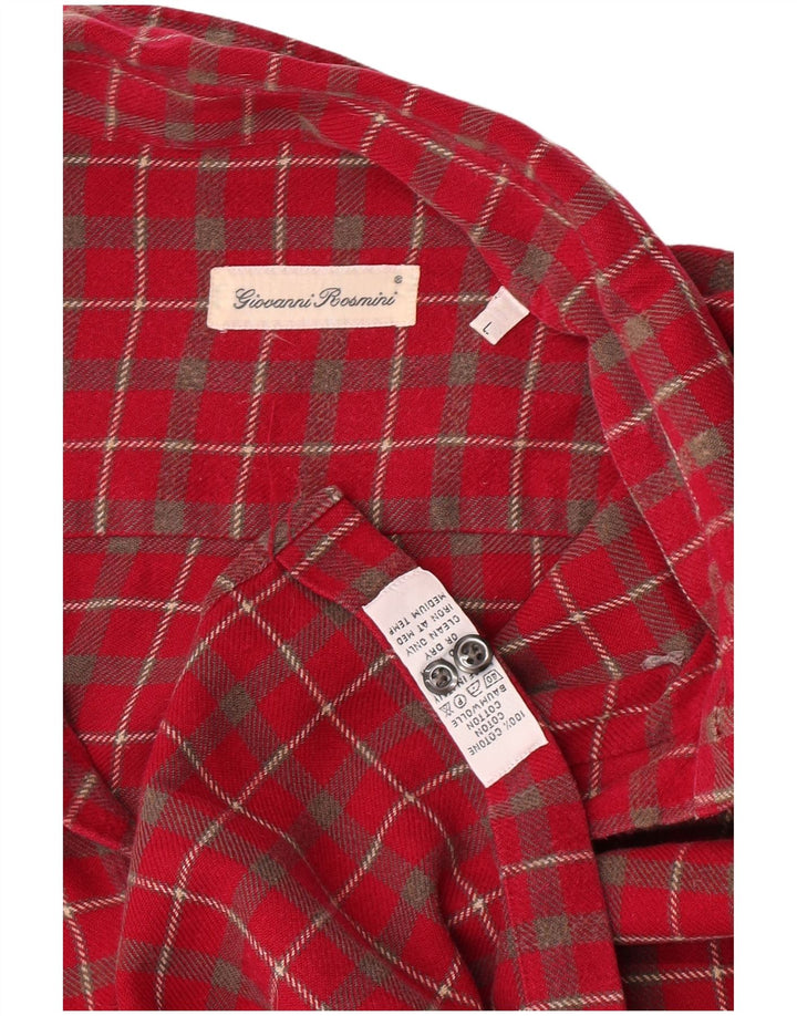Giovanni Rosmini Camicia da uomo in flanella di cotone a quadri rosa grande