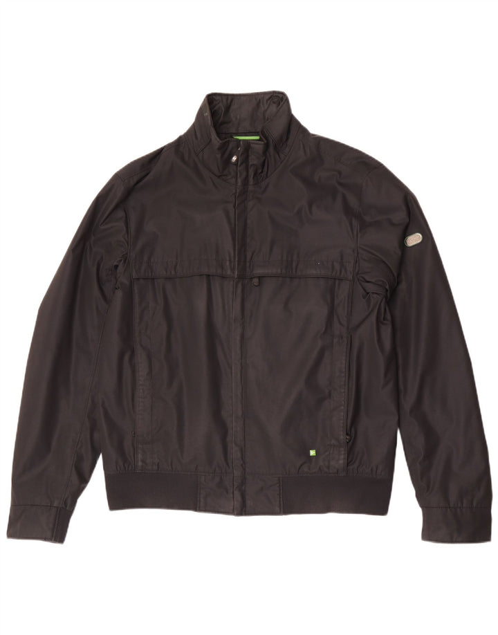 Hugo Boss Mens Bomber Jacket UK 38 Medium Black Polyester