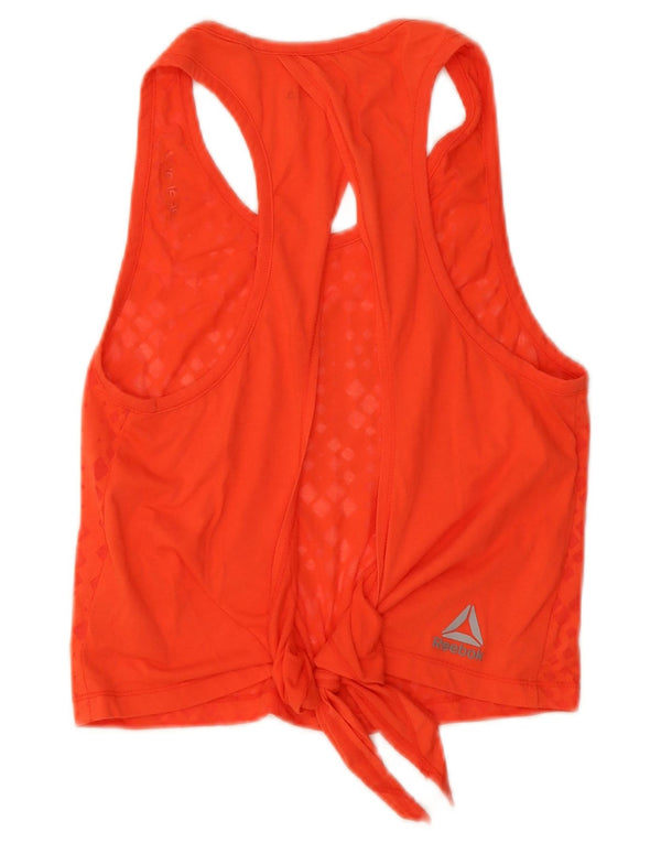 Canottiera corta Reebok da donna UK 4/6 XS arancione geometrica in cotone