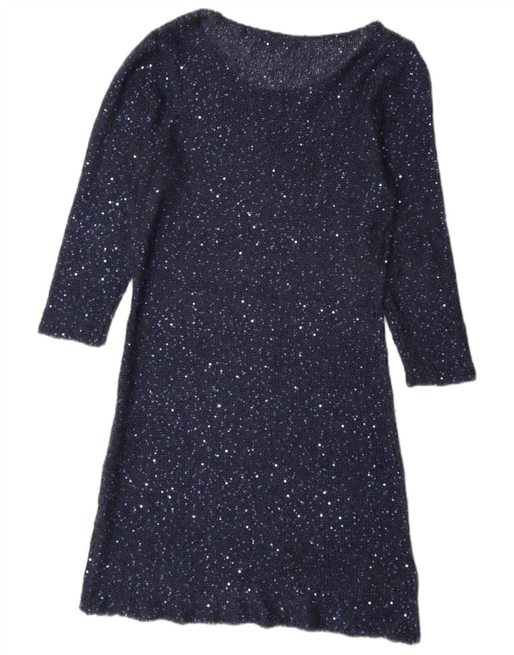 Abito maglione con paillettes a maniche a 3/4 da donna Phase Eight UK 14 Blu navy medio